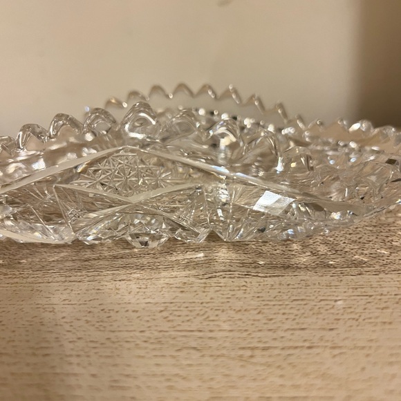 Vintage crystal brilliance cut glass celery dish with saw tooth edge - Picture 3 of 8